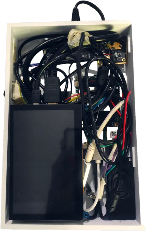 Buddie opened: the board, screen and wiring